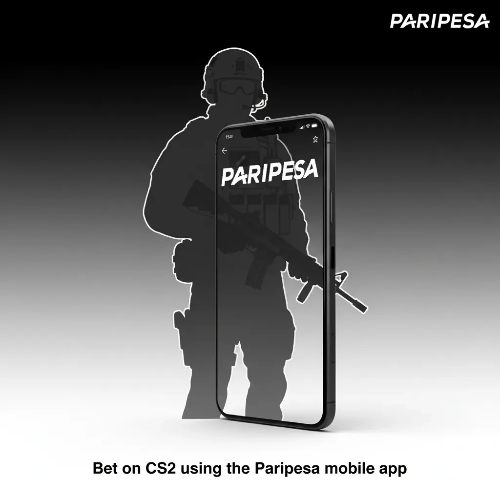 Paripesa mobile app on a phone screen showing CS2 esports odds, live stats, and a cash out option.