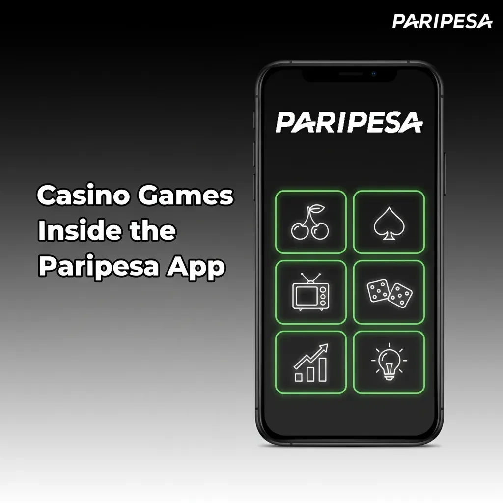 Casino lobby in Paripesa app showing slots and live tables like Book of Dead, Sweet Bonanza, Roulette, Blackjack, Aviator.