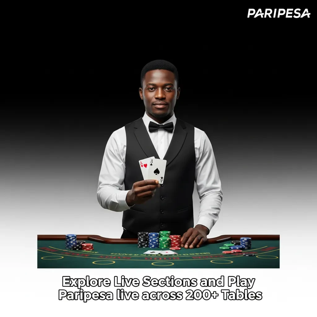 Paripesa live dealer casino banner with 200+ tables: roulette, blackjack, baccarat, poker, TV games, Sic Bo.