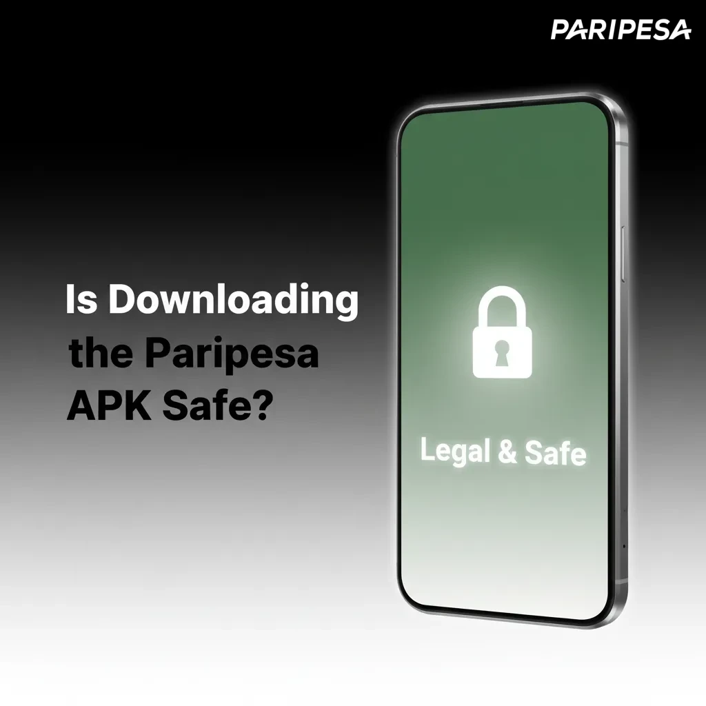 Phone with padlock, shield, and SSL icons showing Paripesa APK is licensed, encrypted, and safe; download from official site