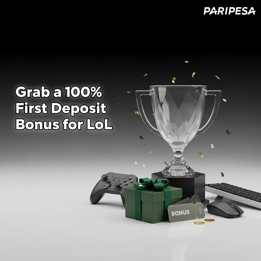 Paripesa promo banner: 100% first deposit bonus for LoL in Zambia; deposit in ZMW via Airtel, MTN MoMo, Zamtel, or card.
