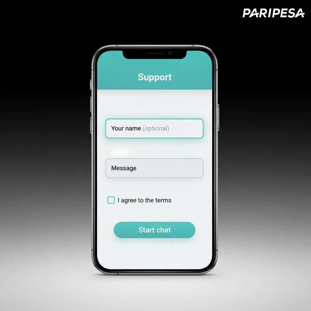 iPhone screen showing Paripesa login: open app, enter phone/email and password, complete 2FA; Face ID available in settings.