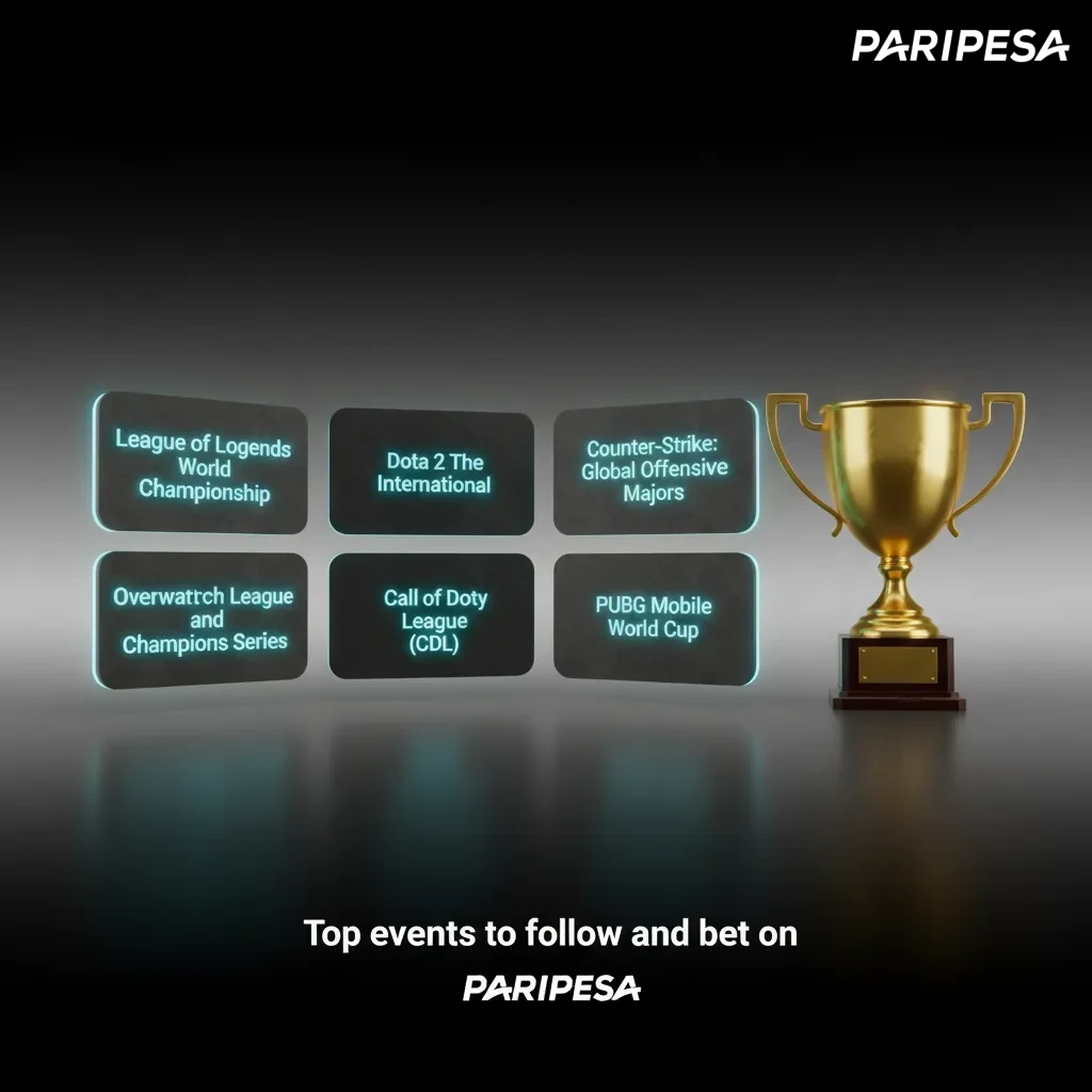 Top esports tournaments to follow and bet on: Table lists Dota 2, CS2, LoL, Valorant, SC2, R6, MLBB.