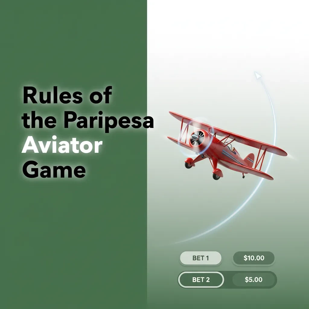 Paripesa Aviator rules graphic: rising multiplier plane, cash out before flyaway, two bets, Auto Cashout, K1 min stake.
